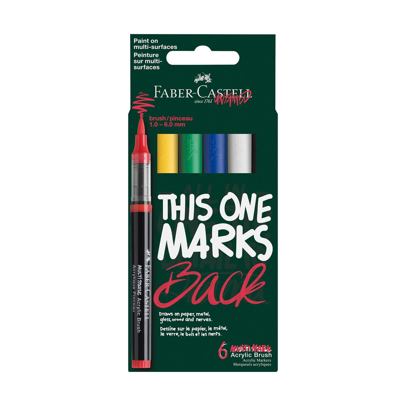 Faber-Castell Маркер-четка Multimark Primary, акрилен, 6 броя