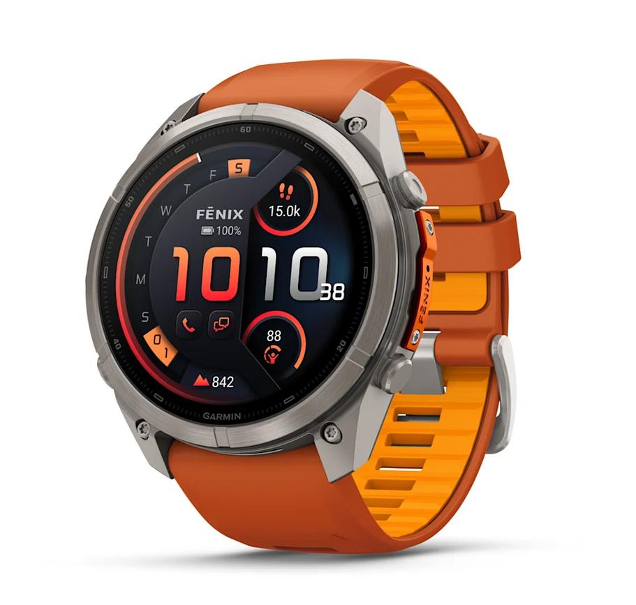 fēnix® 9 Pro, inReach® - 51 мм - Titanium с Autumn Orange/Spark Orange силиконова каишка | JAR Computers fēnix® 9 Pro, inReach® - 51 мм - Titanium с Autumn Orange/Spark Orange силиконова каишка