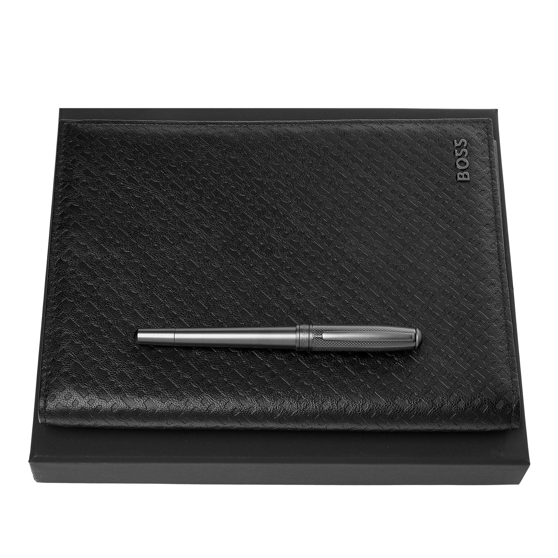 Hugo Boss Комплект ролер и папка Monogram, A5, хром | JAR Computers Hugo Boss Комплект ролер и папка Monogram, A5, хром