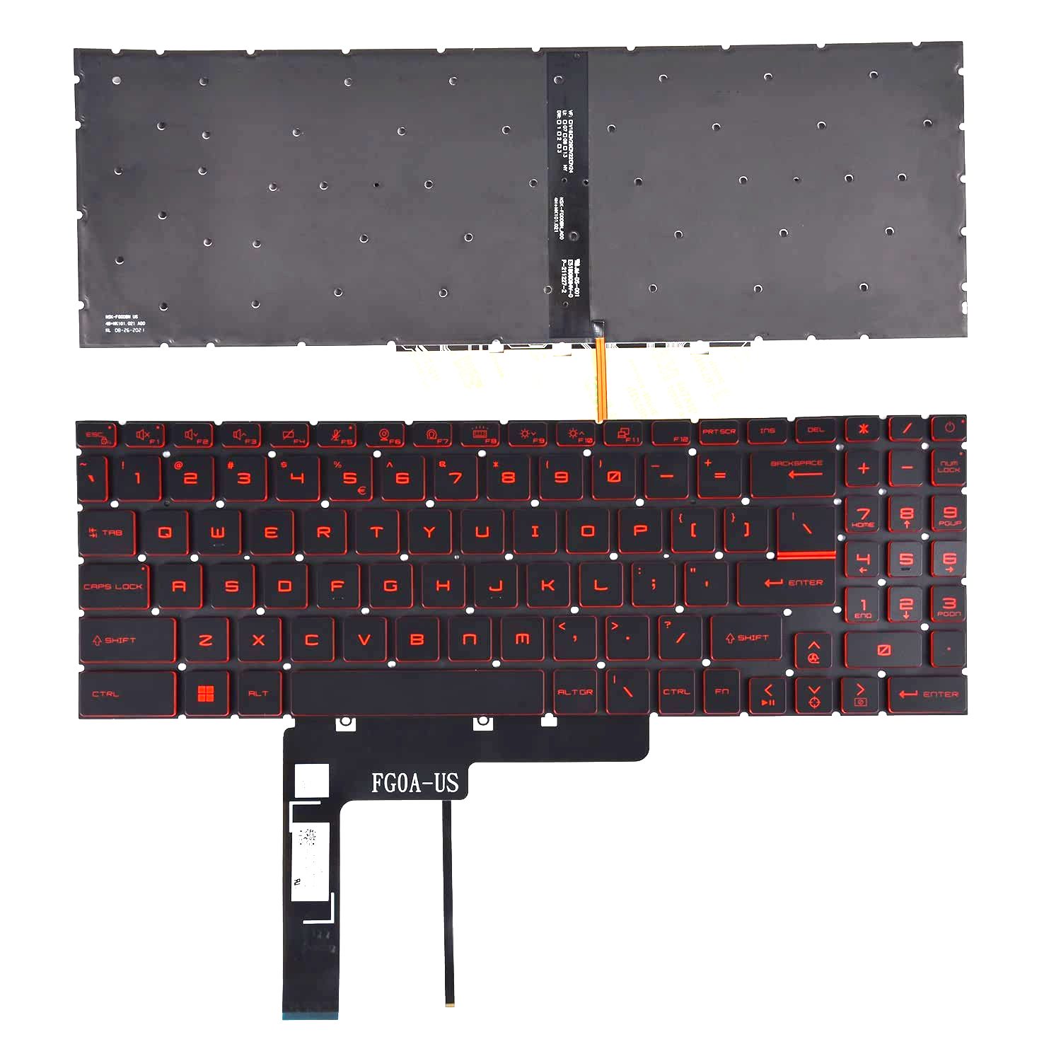 Клавиатура за лаптоп MSI Sword 15 MS-1584 MS-17L1 MS-17L2 MS-17L4 MS-17L3 MS-158K Черна Без Рамка с Червена Подсветка | JAR Computers Клавиатура за лаптоп MSI Sword 15 MS-1584 MS-17L1 MS-17L2 MS-17L4 MS-17L3 MS-158K Черна Без Рамка с Червена Подсветка