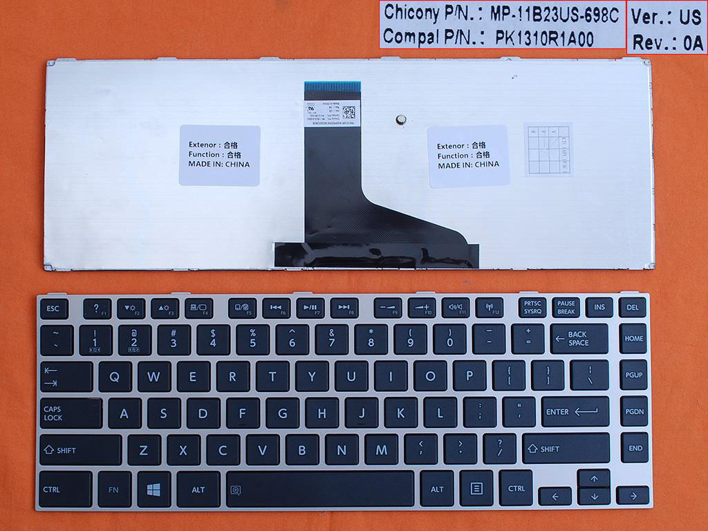 Клавиатура за лаптоп Toshiba L830 L840 Черна със Сребриста Рамка / Silver Frame Black | JAR Computers Клавиатура за лаптоп Toshiba L830 L840 Черна със Сребриста Рамка / Silver Frame Black