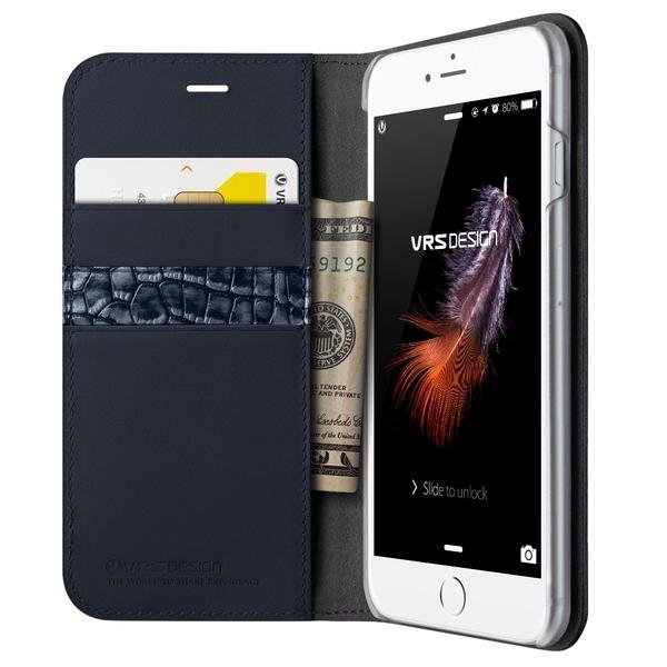 Кожен калъф (естествена кожа), тип портфейл за iPhone 8 Plus, iPhone 7 Plus - Verus Genuine Leather Diary Case (тъмносин) | JAR Computers Кожен калъф (естествена кожа), тип портфейл за iPhone 8 Plus, iPhone 7 Plus - Verus Genuine Leather Diary Case (тъмносин)