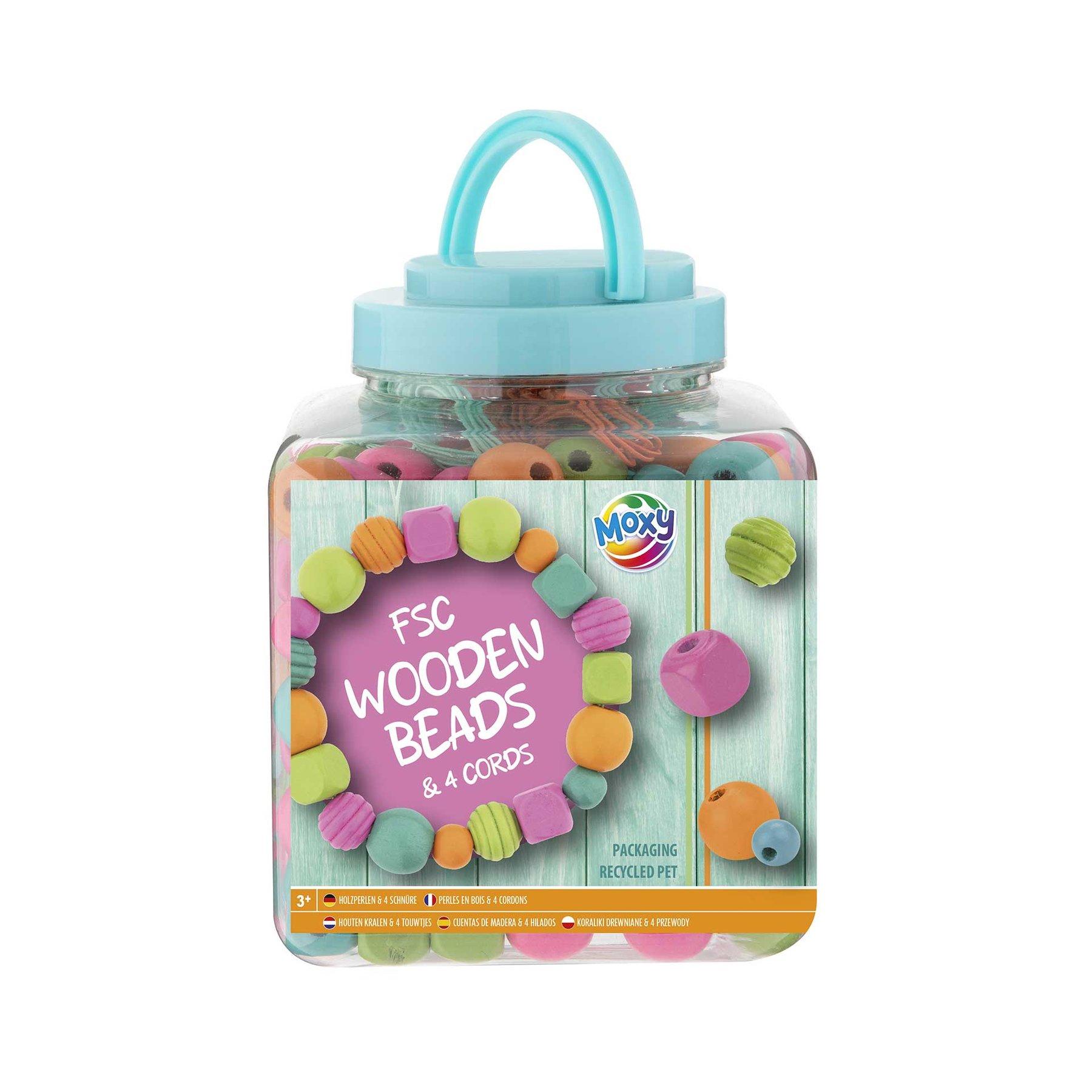 Moxy Мъниста, дървени, 375 g, в кофа, синя | JAR Computers Moxy Мъниста, дървени, 375 g, в кофа, синя