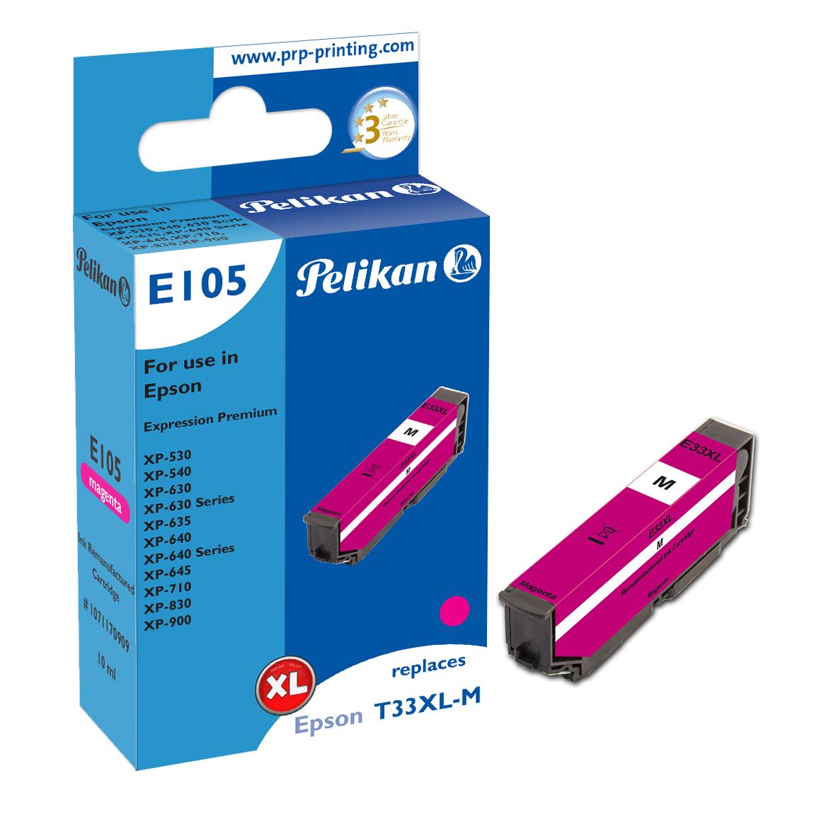 Pelikan E105 глава и патрон за мастиленоструен принтер 1 броя Съвместим Висок (XL) добив Пурпурен | JAR Computers Pelikan E105 глава и патрон за мастиленоструен принтер 1 броя Съвместим Висок (XL) добив Пурпурен