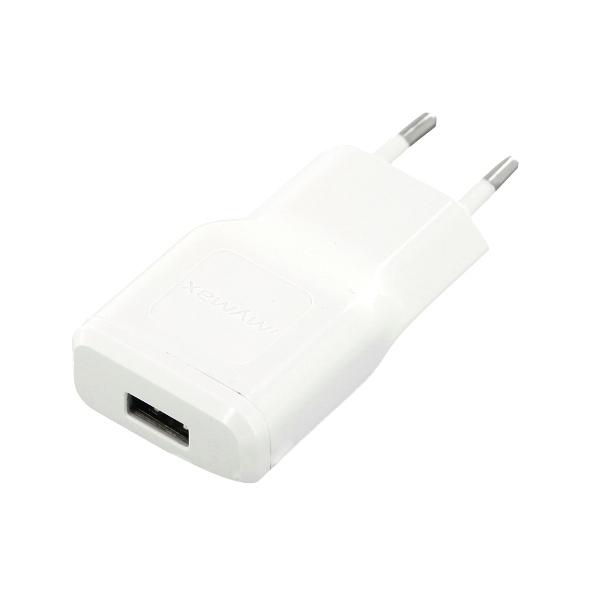 Захранване 2A за ел. мрежа с USB изход за мобилни устройства - Mymax Fast Travel Charger Adapter 2A (бял) | JAR Computers Захранване 2A за ел. мрежа с USB изход за мобилни устройства - Mymax Fast Travel Charger Adapter 2A (бял)
