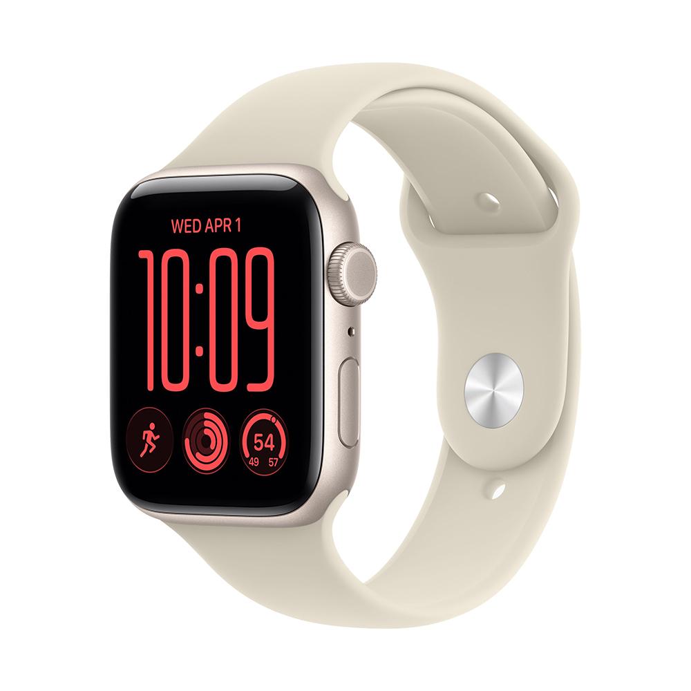 Apple Watch SE3 v2 Cellular 44mm Starlight Aluminium Case with Sand Sport Band - M/L | JAR Computers Apple Watch SE3 v2 Cellular 44mm Starlight Aluminium Case with Sand Sport Band - M/L