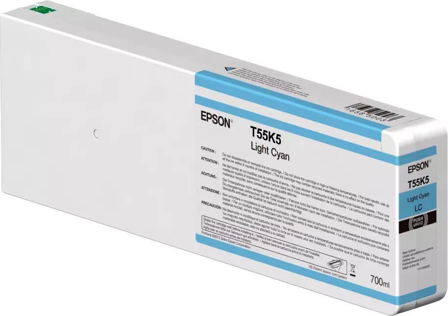 Epson Singlepack Light Cyan T55K500 UltraChrome HDX/HD 700ml | JAR Computers Epson Singlepack Light Cyan T55K500 UltraChrome HDX/HD 700ml
