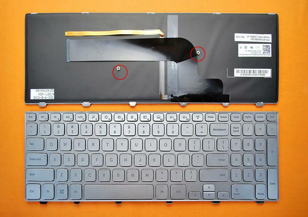 Клавиатура за лаптоп Dell Inspiron 7537 Сребриста със Сребриста Рамка с Подсветка / Silver Frame Silver With Backlit | JAR Computers Клавиатура за лаптоп Dell Inspiron 7537 Сребриста със Сребриста Рамка с Подсветка / Silver Frame Silver With Backlit