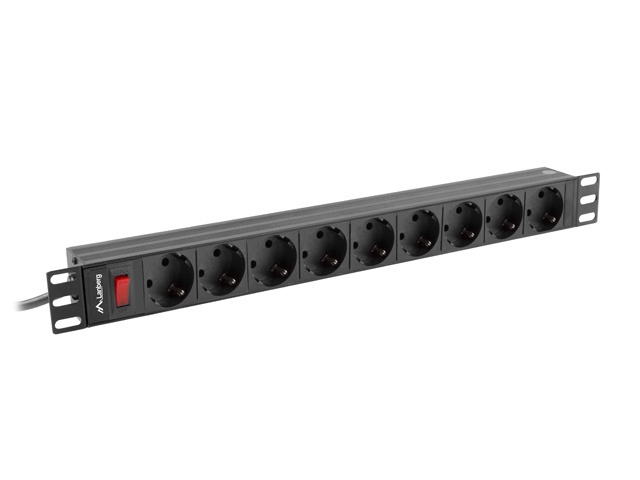 Lanberg power distribution unit (PDU) 19" 1U 16A 9xSchuko outlets,black