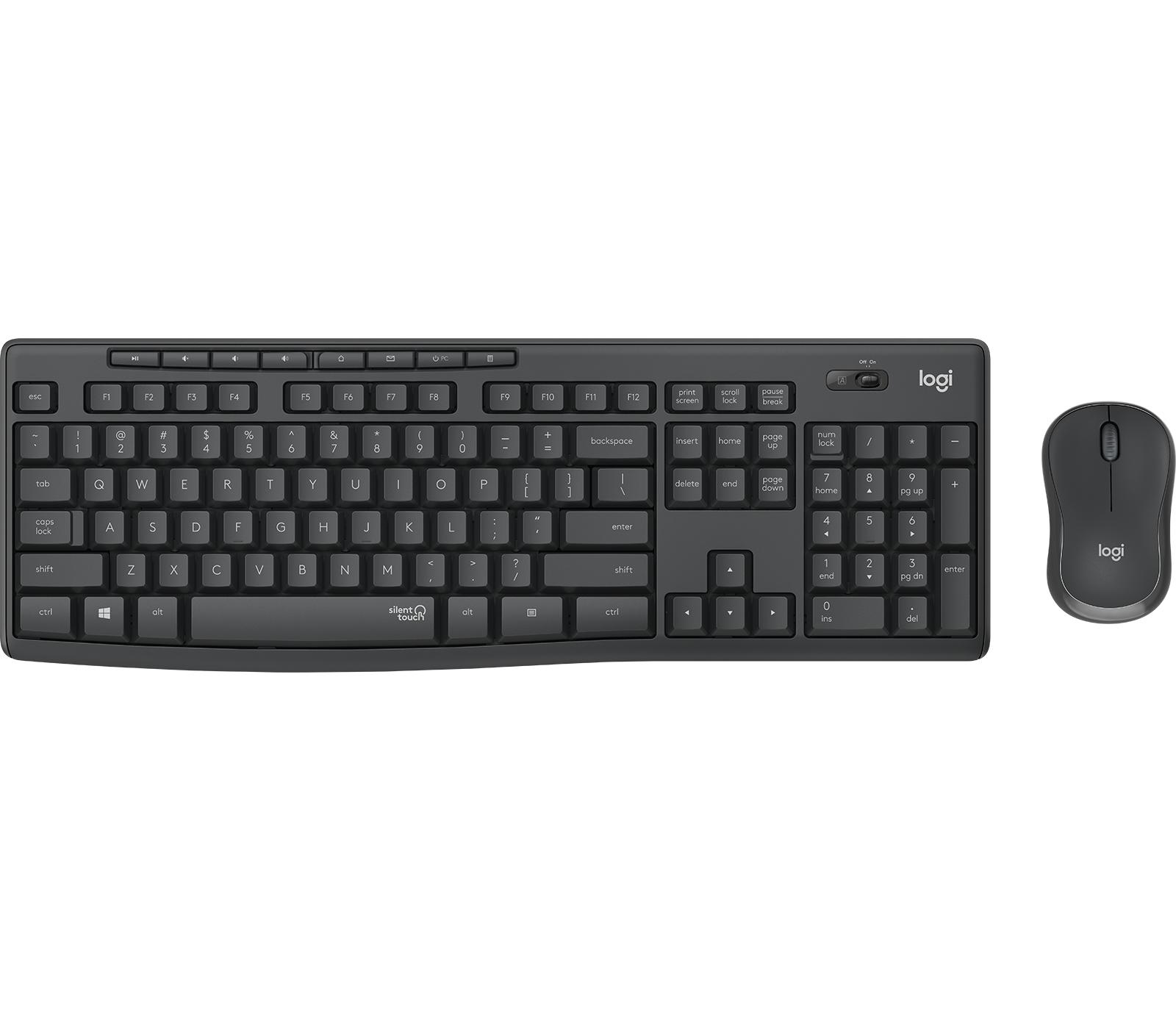 Logitech MK295 Silent клавиатура Включена мишка Офис РЧ безжичен QWERTZ Немски Графит