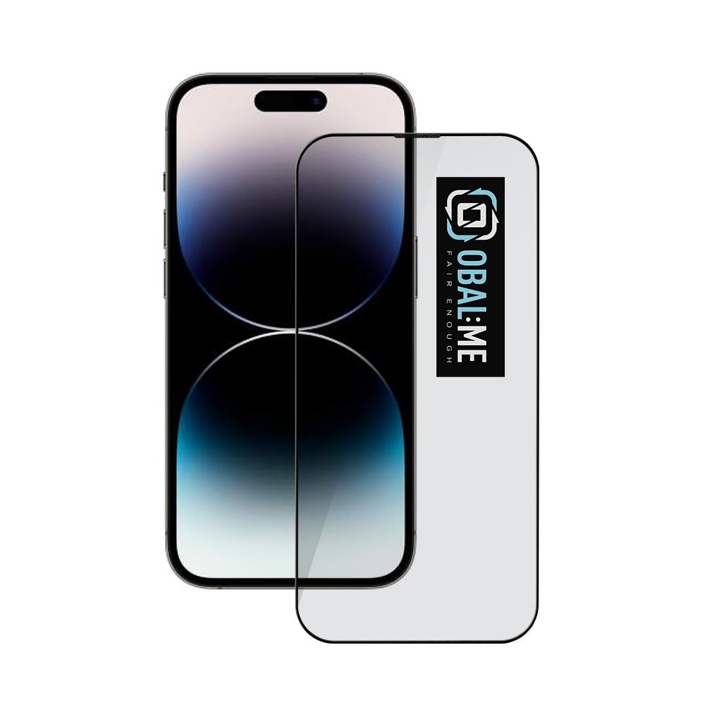OBALME Tempered Glass Screen Protector 5D - обхващащо и ръбовете стъклено защитно покритие за дисплея на iPhone 14 Pro (черен-прозрачен)
