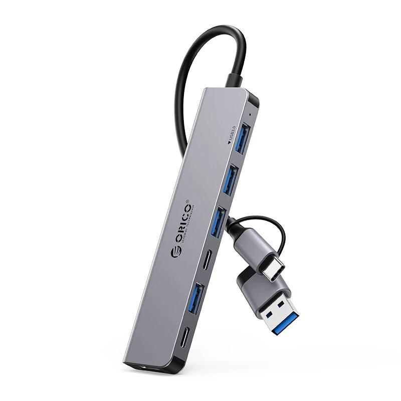 Orico Хъб HUB USB-C/USB-A 7 port USB-C x 2, USB3.0 x 1, USB2.0 x 4, Aluminium YSA7-U3-GY - YSA7-U3-GY-BP | JAR Computers Orico Хъб HUB USB-C/USB-A 7 port USB-C x 2, USB3.0 x 1, USB2.0 x 4, Aluminium YSA7-U3-GY - YSA7-U3-GY-BP