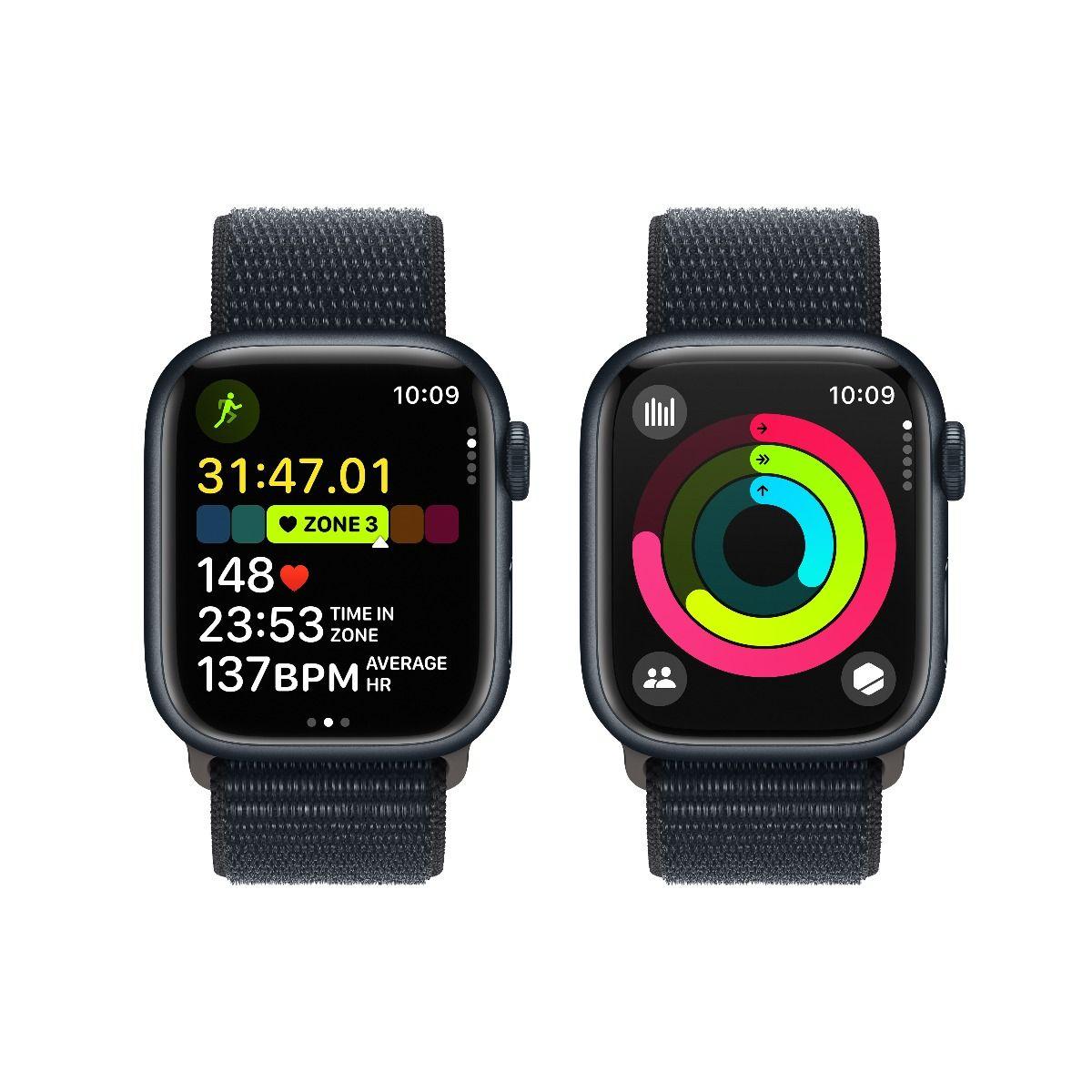 Умен часовник от Apple - Apple Watch Series 9 GPS, 45mm Midnight Aluminium Case with Midnight Sport Loop | JAR Computers Умен часовник от Apple - Apple Watch Series 9 GPS, 45mm Midnight Aluminium Case with Midnight Sport Loop