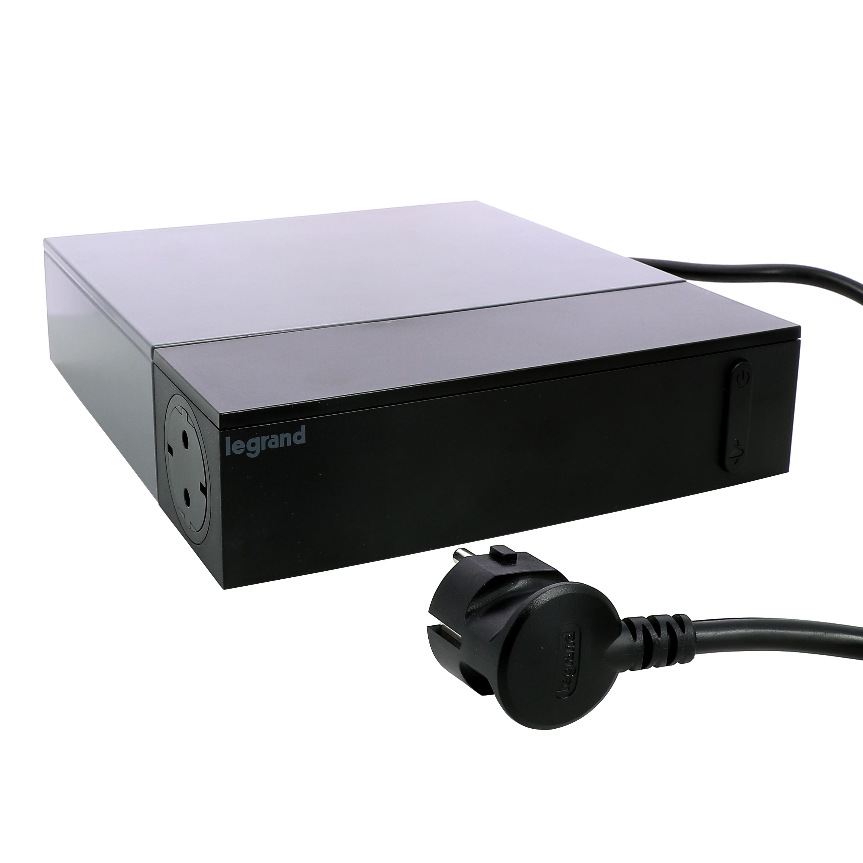 694595 Разклонител TV шуко, 4X2P+E, + 4X2P, защита, кабел 2 м, черно, Legrand