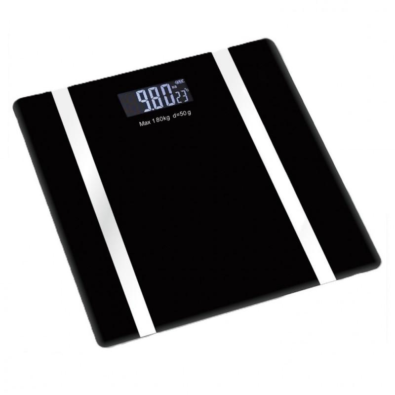 Дигитален кантар-анализатор Rosberg R51650I, до 180 кг, Bluetooth, LCD дисплей, 17 функции, Висцеларни мазнини, Мускули, Черен