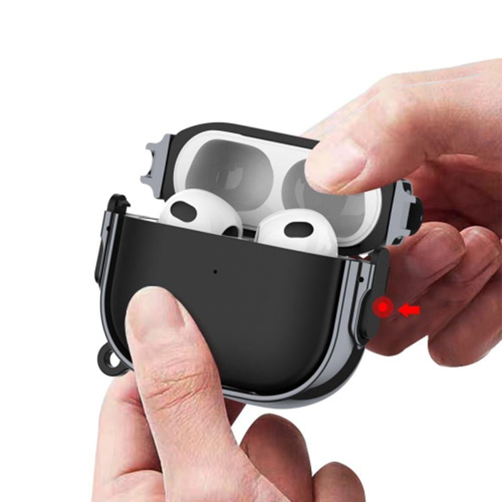 Хибриден удароустойчив кейс с карабинер за Apple Airpods Pro, Airpods Pro 2 - Tech-Protect Rough Lux Hybrid Case (черен-розово злато) | JAR Computers Хибриден удароустойчив кейс с карабинер за Apple Airpods Pro, Airpods Pro 2 - Tech-Protect Rough Lux Hybrid Case (черен-розово злато)