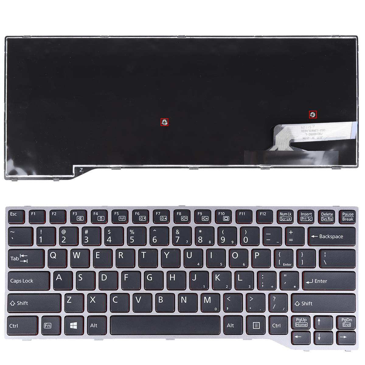 Клавиатура за лаптоп Fujitsu LifeBook E544 E733 E744 E746 E734 E743 E736 U745 E547 Черна със Сива Рамка  / Gray Frame Black  | JAR Computers Клавиатура за лаптоп Fujitsu LifeBook E544 E733 E744 E746 E734 E743 E736 U745 E547 Черна със Сива Рамка  / Gray Frame Black