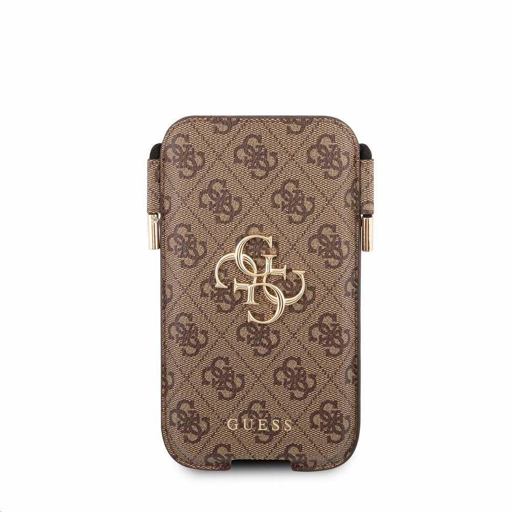 Кожен калъф с връзка за мобилни телефони (кафяв) - Guess Pouch 4G Script Logo S/M | JAR Computers Кожен калъф с връзка за мобилни телефони (кафяв) - Guess Pouch 4G Script Logo S/M