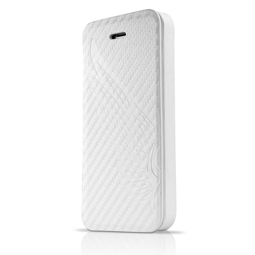 Кожен калъф, тип портфейл и поставка за iPhone 5S, iPhone 5, iPhone SE - Itskins Angel Leather Case (бял-карбон) | JAR Computers Кожен калъф, тип портфейл и поставка за iPhone 5S, iPhone 5, iPhone SE - Itskins Angel Leather Case (бял-карбон)