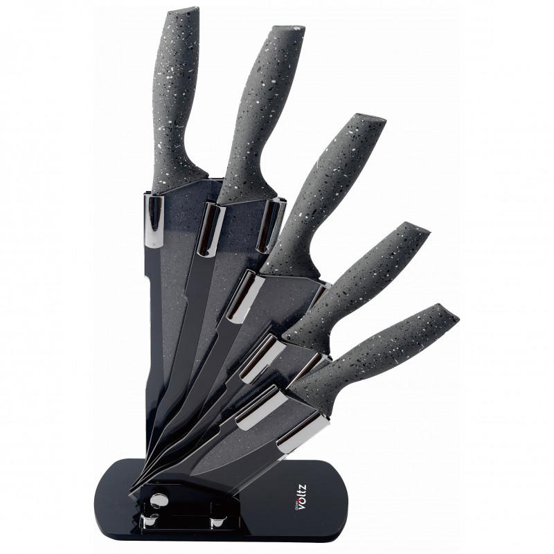 Комплект ножове Oliver Voltz OV51633H5, 6 части, Мраморно покритие, Поставка, Сив | JAR Computers Комплект ножове Oliver Voltz OV51633H5, 6 части, Мраморно покритие, Поставка, Сив