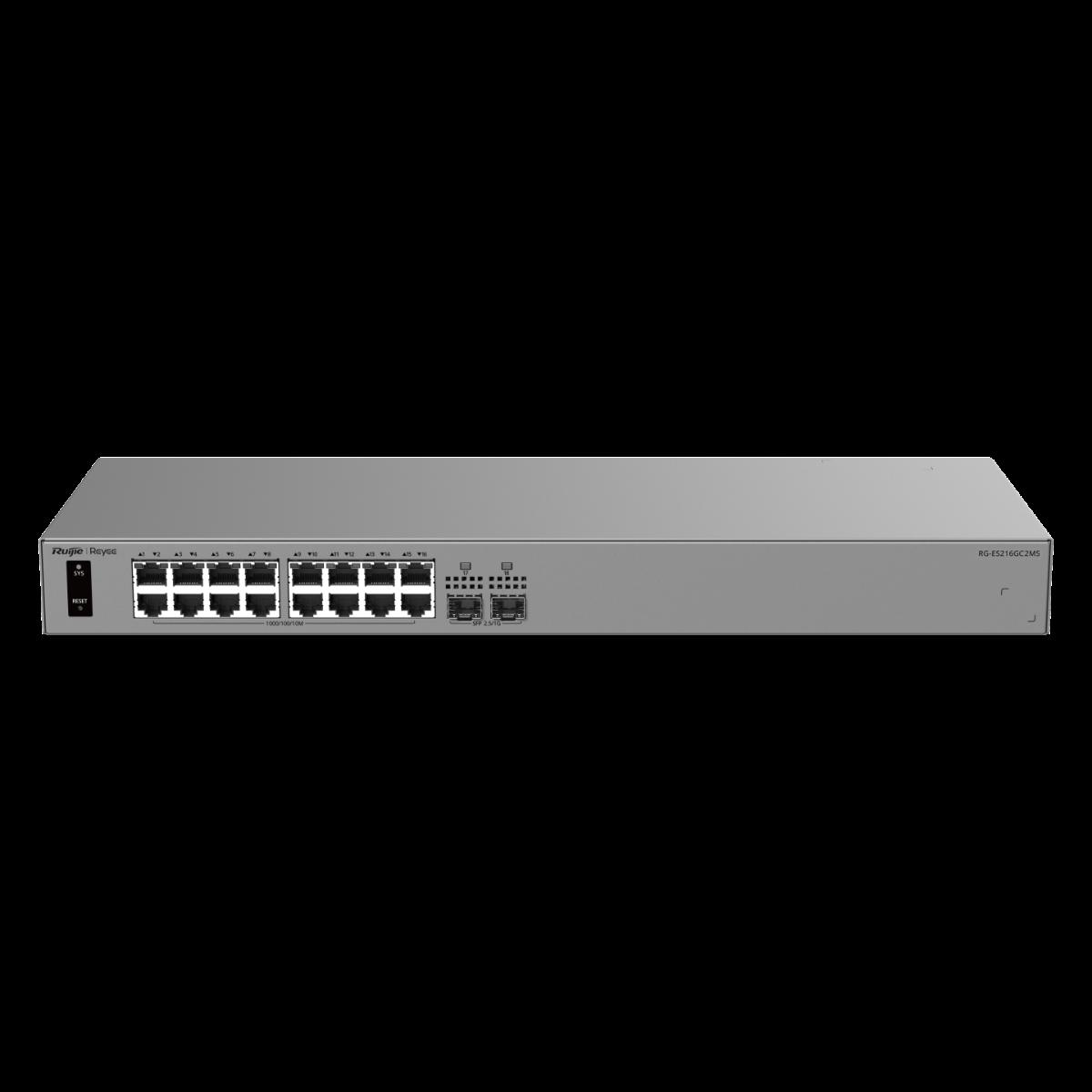 Комутатор Ruijie RG-ES216GC2MS, 16xGbE, 2x2.5 SFP, рак, 32 VLAN | JAR Computers Комутатор Ruijie RG-ES216GC2MS, 16xGbE, 2x2.5 SFP, рак, 32 VLAN