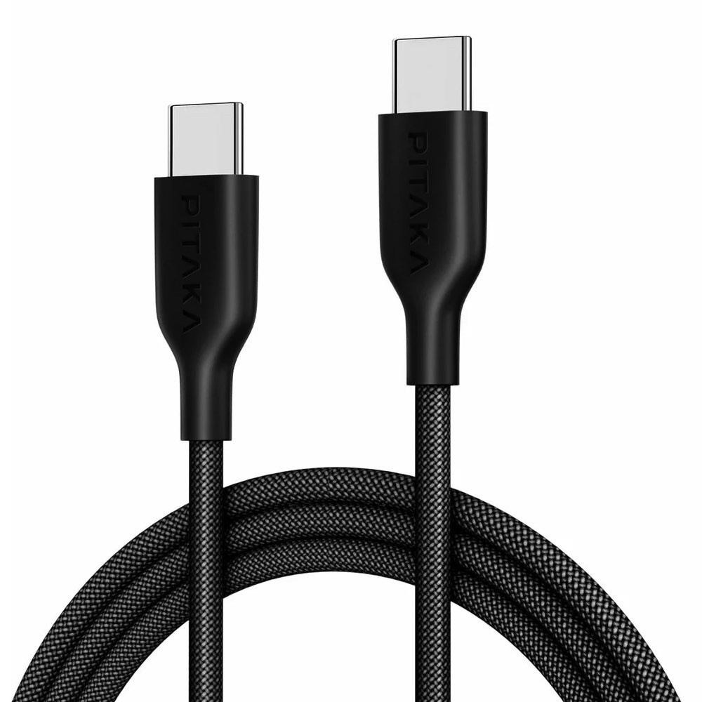 Pitaka Flex Braided USB-C to USB-C Cable 60W - кабел с въжена оплетка и бързо зареждане за устройства с USB-C порт (120 см) (черен)