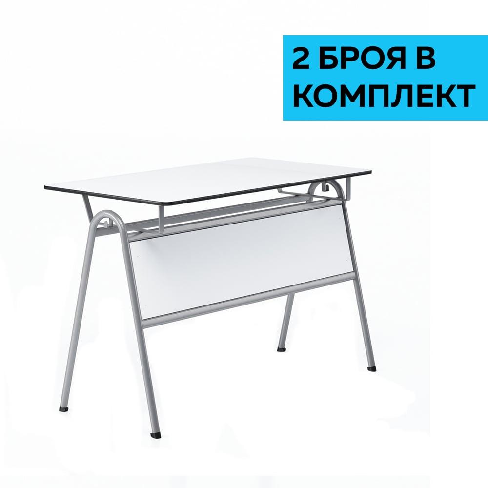 RFG Учителска маса Letme, над VIII клас, 1100 х 600 х 750 mm, бял плот, сив метал, 2 броя в комплект | JAR Computers RFG Учителска маса Letme, над VIII клас, 1100 х 600 х 750 mm, бял плот, сив метал, 2 броя в комплект