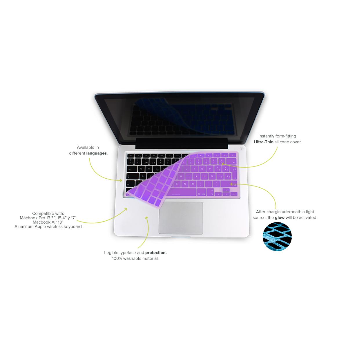 Светещ в тъмното силиконов протектор за Apple и MacBook клавиатури - iCover Glow In Dark Keyboard Lifesaver (лилав) | JAR Computers Светещ в тъмното силиконов протектор за Apple и MacBook клавиатури - iCover Glow In Dark Keyboard Lifesaver (лилав)