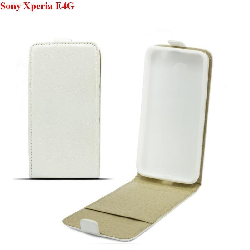 Вертикален кожен калъф с джоб за Sony Xperia E4G - Leather Pocket Flip Case (бял) | JAR Computers Вертикален кожен калъф с джоб за Sony Xperia E4G - Leather Pocket Flip Case (бял)