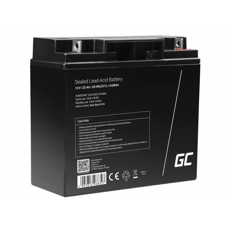 Висококачествена батерия с широко приложение - Green Cell AGM Battery 12V Lead-Acid Battery (22Ah) (черен) | JAR Computers Висококачествена батерия с широко приложение - Green Cell AGM Battery 12V Lead-Acid Battery (22Ah) (черен)