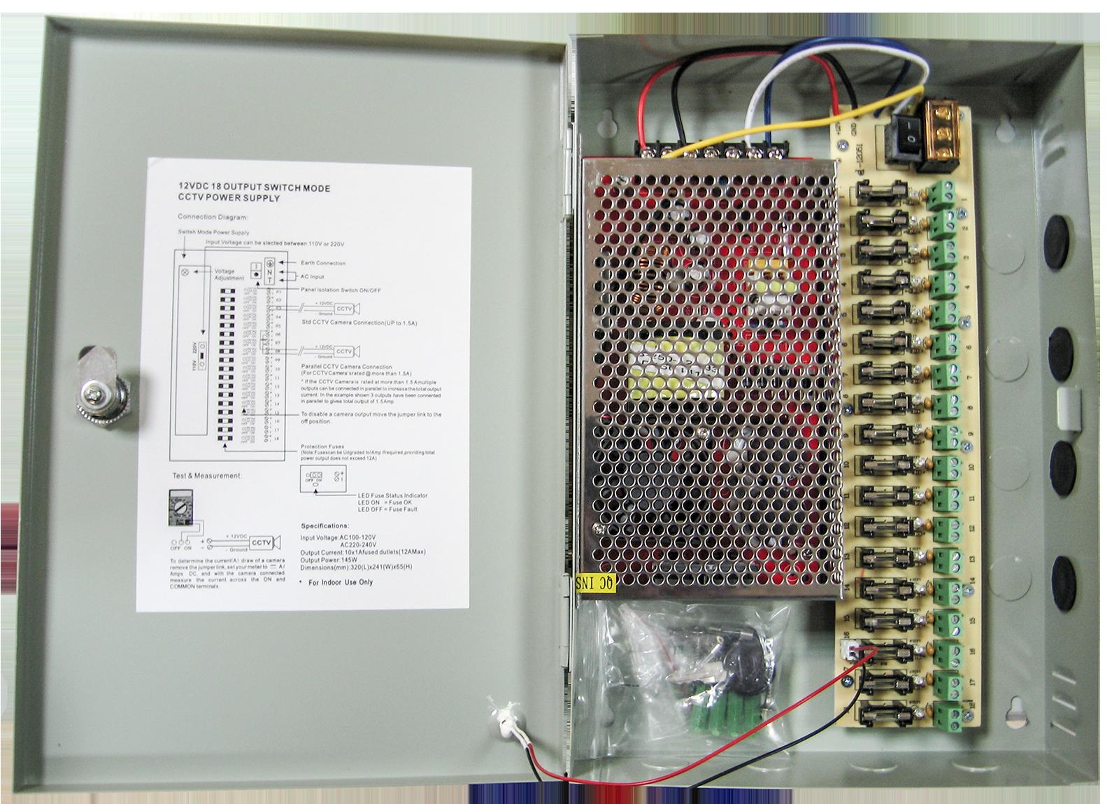 Захранващ блок 12V/20A - 18 изхода със защита