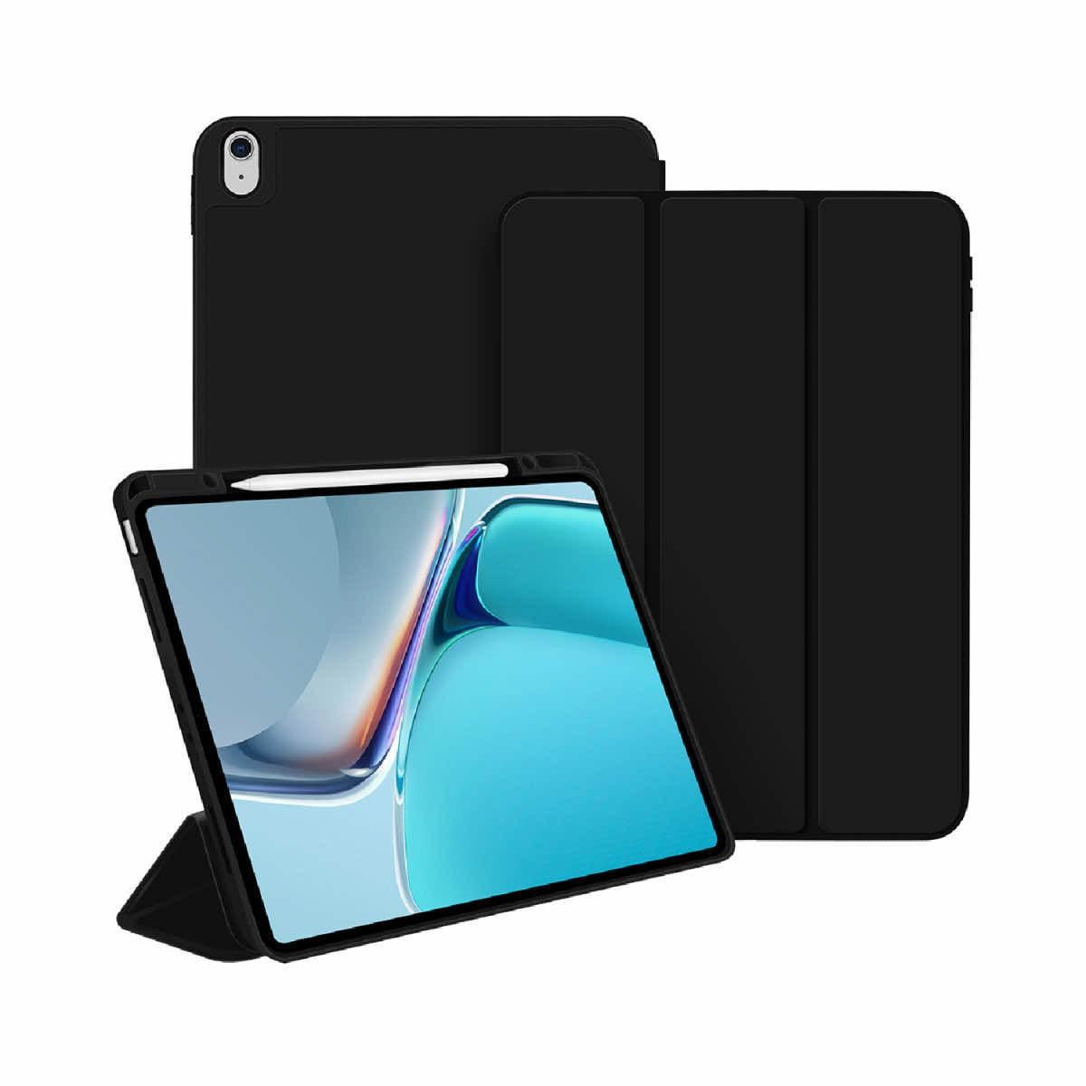 4smarts Folio Basic Case - полиуретанов калъф с поставка и отделение за Apple Pencil за iPad Air13 (2024) (черен)