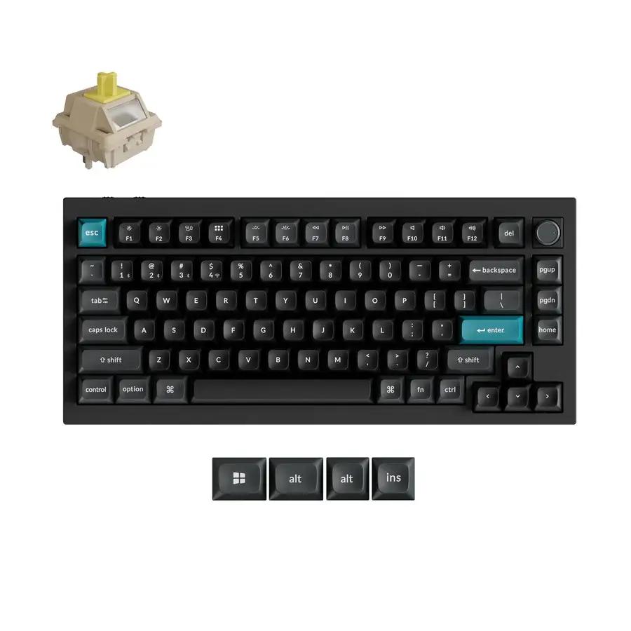 Безжична механичка клавиатура Keychron Q1 Ultra 8K Black - Silk POM Switch Banana | JAR Computers Безжична механичка клавиатура Keychron Q1 Ultra 8K Black - Silk POM Switch Banana