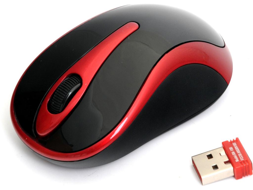 Безжична мишка A4 G3-280N-2, V-Track PADLESS - черно/червено