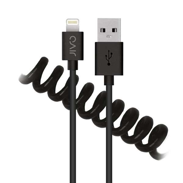 Сертифициран разгъващ се Lightning кабел (120 см.) за iPhone, iPad и iPod с Lightning - Jivo Coiled Lightning Cable (черен) | JAR Computers Сертифициран разгъващ се Lightning кабел (120 см.) за iPhone, iPad и iPod с Lightning - Jivo Coiled Lightning Cable (черен)