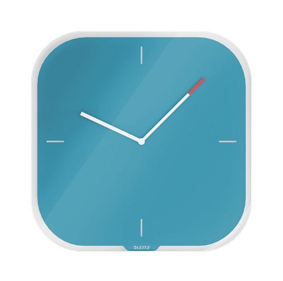 Стенен часовник Leitz Cosy, аналогов, безшумен, темперирано стъкло 4 мм, 300х300х40 мм, син | JAR Computers Стенен часовник Leitz Cosy, аналогов, безшумен, темперирано стъкло 4 мм, 300х300х40 мм, син