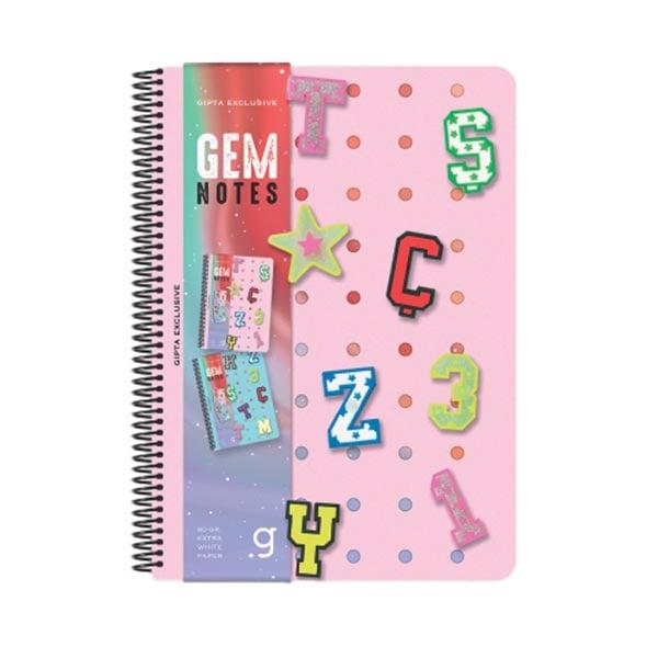 Gipta Тетрадка Gem Notes, A4, бяла хартия, на квадратчета, PP корица, със спирала, 80 листа
