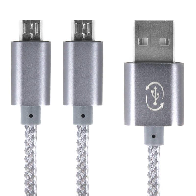 Качествен microUSB кабел за мобилни устройства с microUSB вход - 4smarts ForkCord Duo Micro-USB Data Cable (сребрист) | JAR Computers Качествен microUSB кабел за мобилни устройства с microUSB вход - 4smarts ForkCord Duo Micro-USB Data Cable (сребрист)