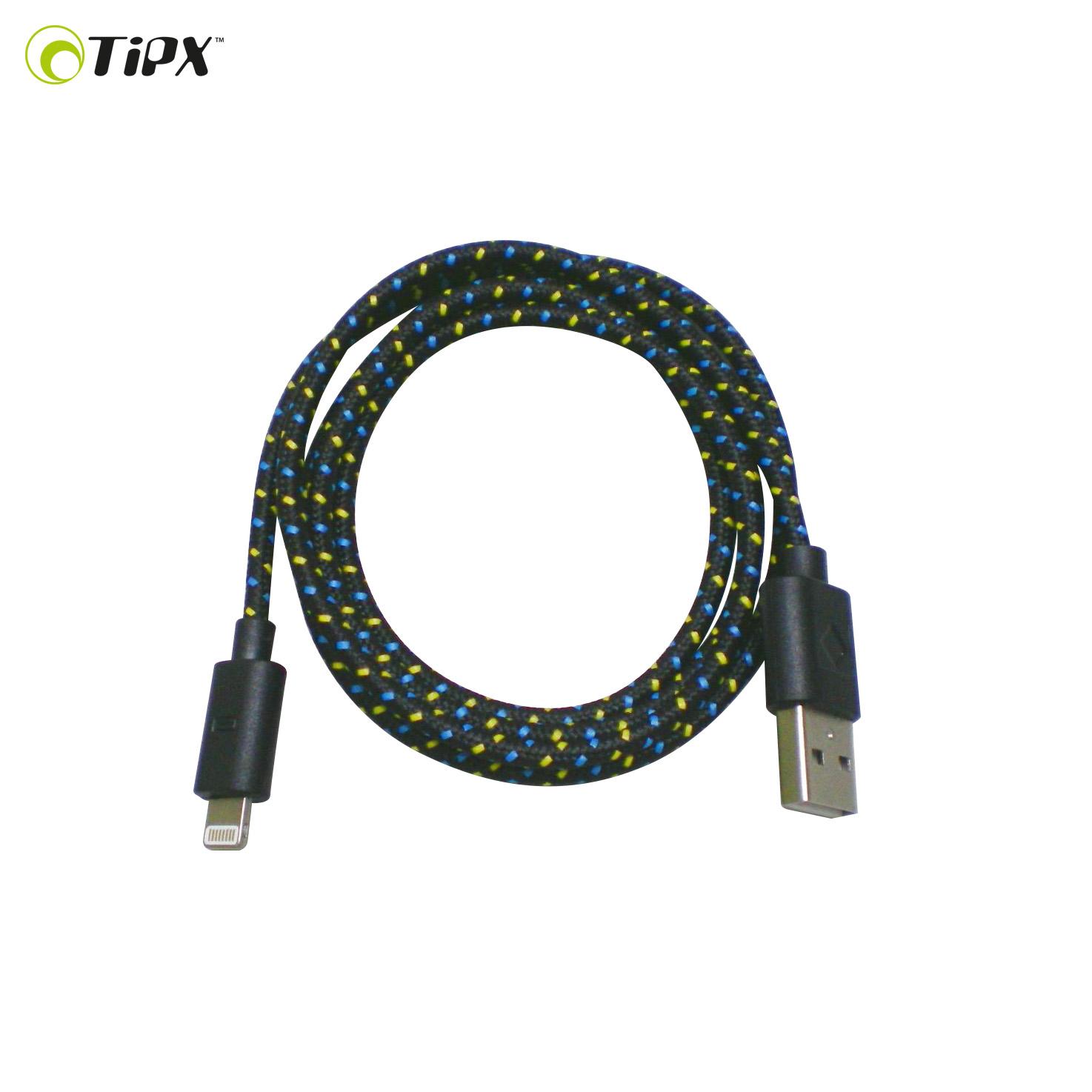 Плетен Lightning кабел за iPhone, iPad, iPod (1 метър) - TIPX Sync and Charge Lightning (черен) | JAR Computers Плетен Lightning кабел за iPhone, iPad, iPod (1 метър) - TIPX Sync and Charge Lightning (черен)