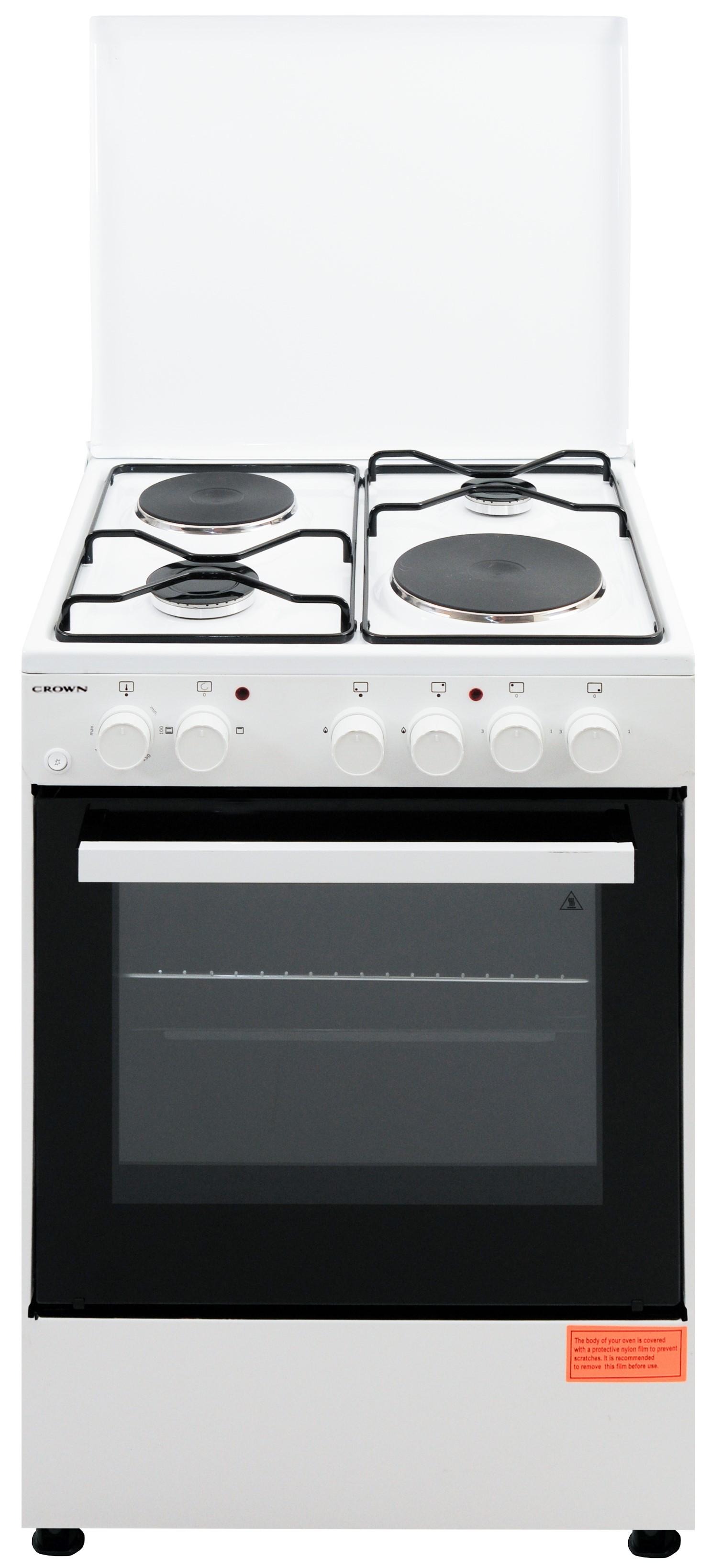 Готварска печка (ток/газ) Crown CR-6060WH , 2 газ 2ток , Бял