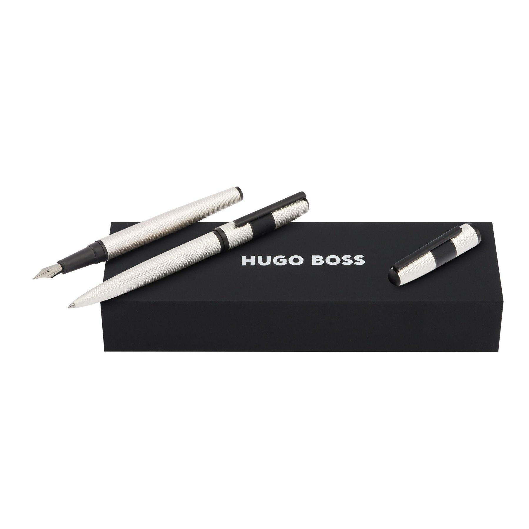Hugo Boss Комплект писалка и химикалка Grid Pearl, в кутия, бяло-черни | JAR Computers Hugo Boss Комплект писалка и химикалка Grid Pearl, в кутия, бяло-черни