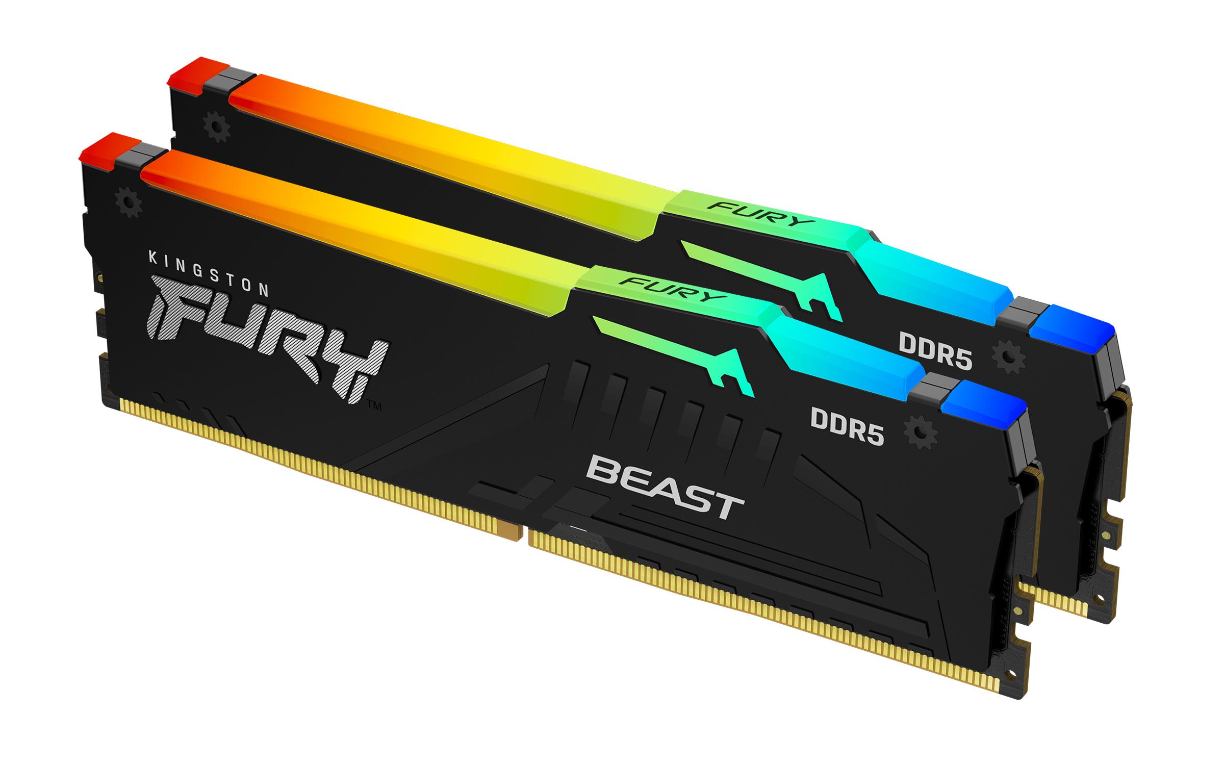 Kingston Technology FURY Beast RGB модул памет 32 GB 2 x 16 GB DDR5 6800 MT/s 288-pin DIMM ECC | JAR Computers Kingston Technology FURY Beast RGB модул памет 32 GB 2 x 16 GB DDR5 6800 MT/s 288-pin DIMM ECC