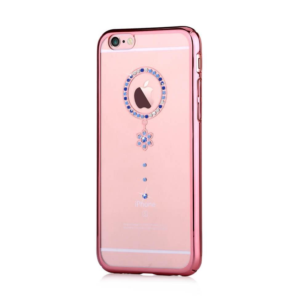 Поликарбонатов кейс за iPhone 6, iPhone 6S (с кристали Сваровски) - Comma Crystal Camelia Case (розово злато и сини кристали) | JAR Computers Поликарбонатов кейс за iPhone 6, iPhone 6S (с кристали Сваровски) - Comma Crystal Camelia Case (розово злато и сини кристали)