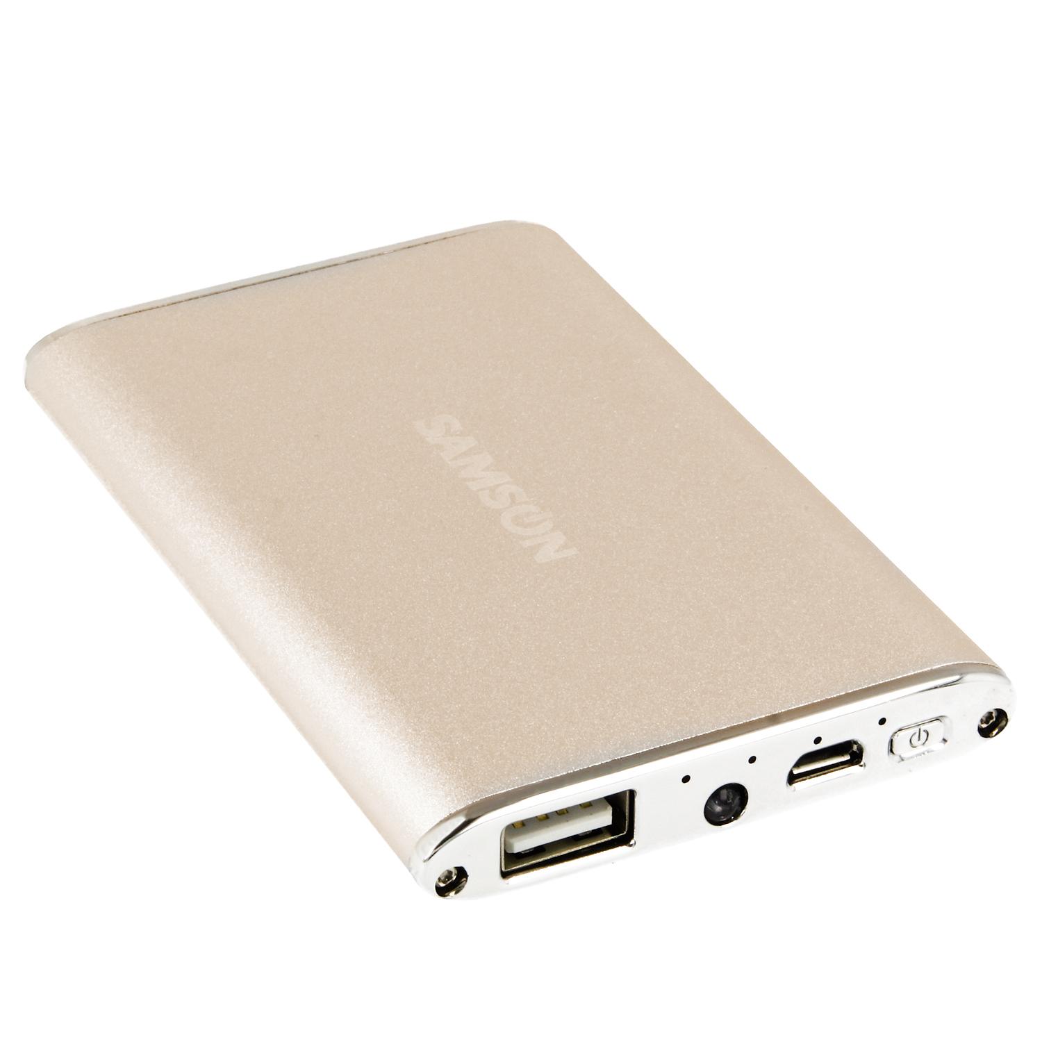 Полимерна външна батерия за мобилни устройства - Samson Power Bank Smart LY-109 3800mAh (златист) | JAR Computers Полимерна външна батерия за мобилни устройства - Samson Power Bank Smart LY-109 3800mAh (златист)