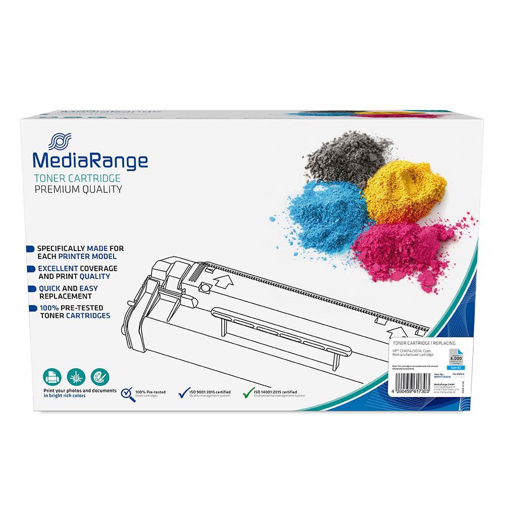 Toner MEDIARANGE Compatible for Printers HP (Cyan) (CE401A/507A) (MRHPTCE401A)