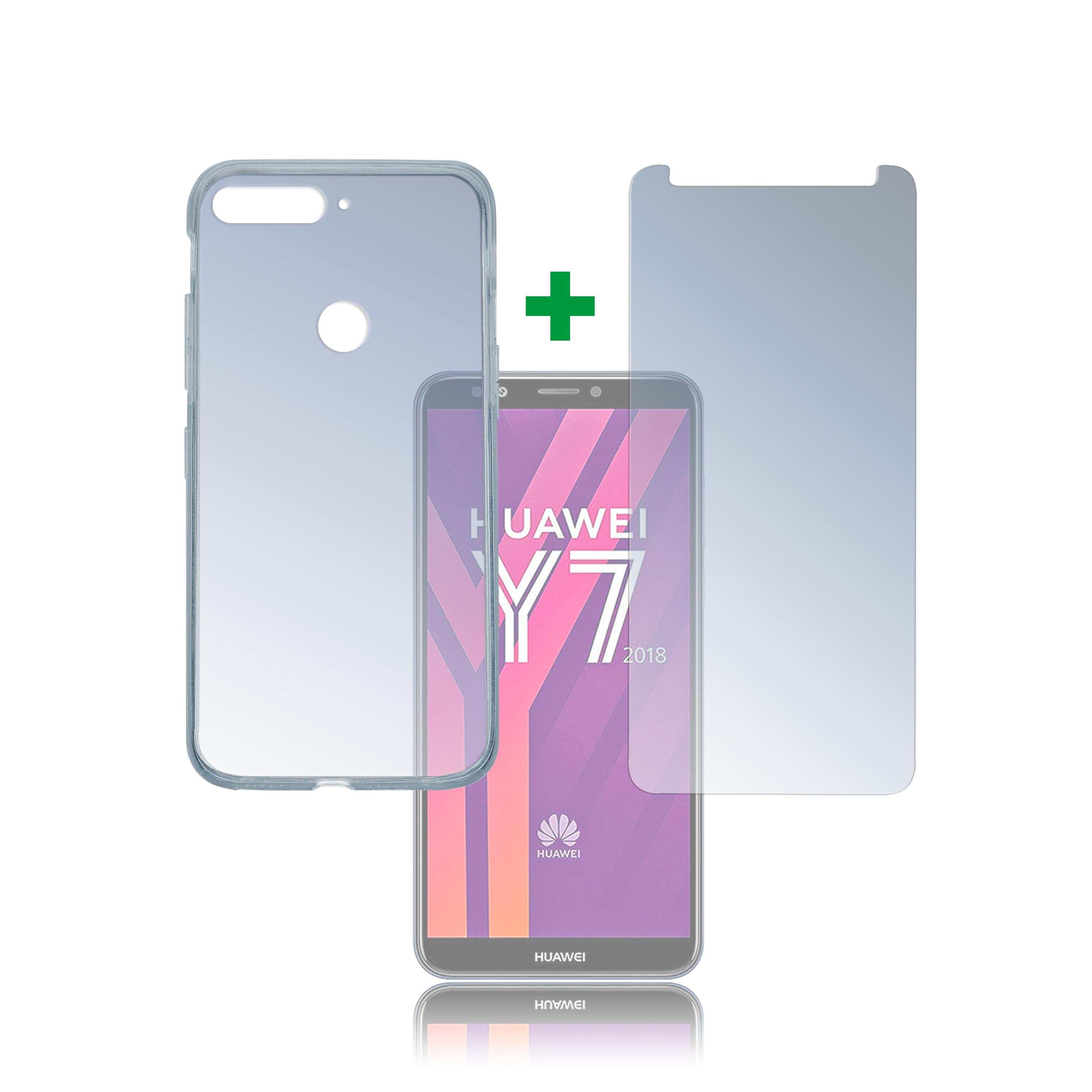 Тънък силиконов кейс и стъклено защитно покритие за дисплея на Huawei Y7 (2018), Prime Y7 (2018) (прозрачен) - 4smarts 360° Protection Set Limited Cover | JAR Computers Тънък силиконов кейс и стъклено защитно покритие за дисплея на Huawei Y7 (2018), Prime Y7 (2018) (прозрачен) - 4smarts 360° Protection Set Limited Cover