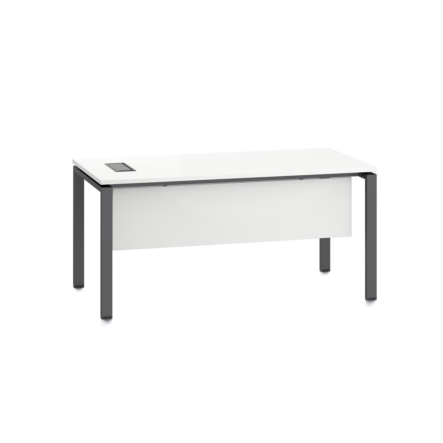 Бюро RFG Monaco, 1600 x 800 x 750 mm, ПДЧ 25 mm, с отвор за кабели, бял плот, черни метални крака