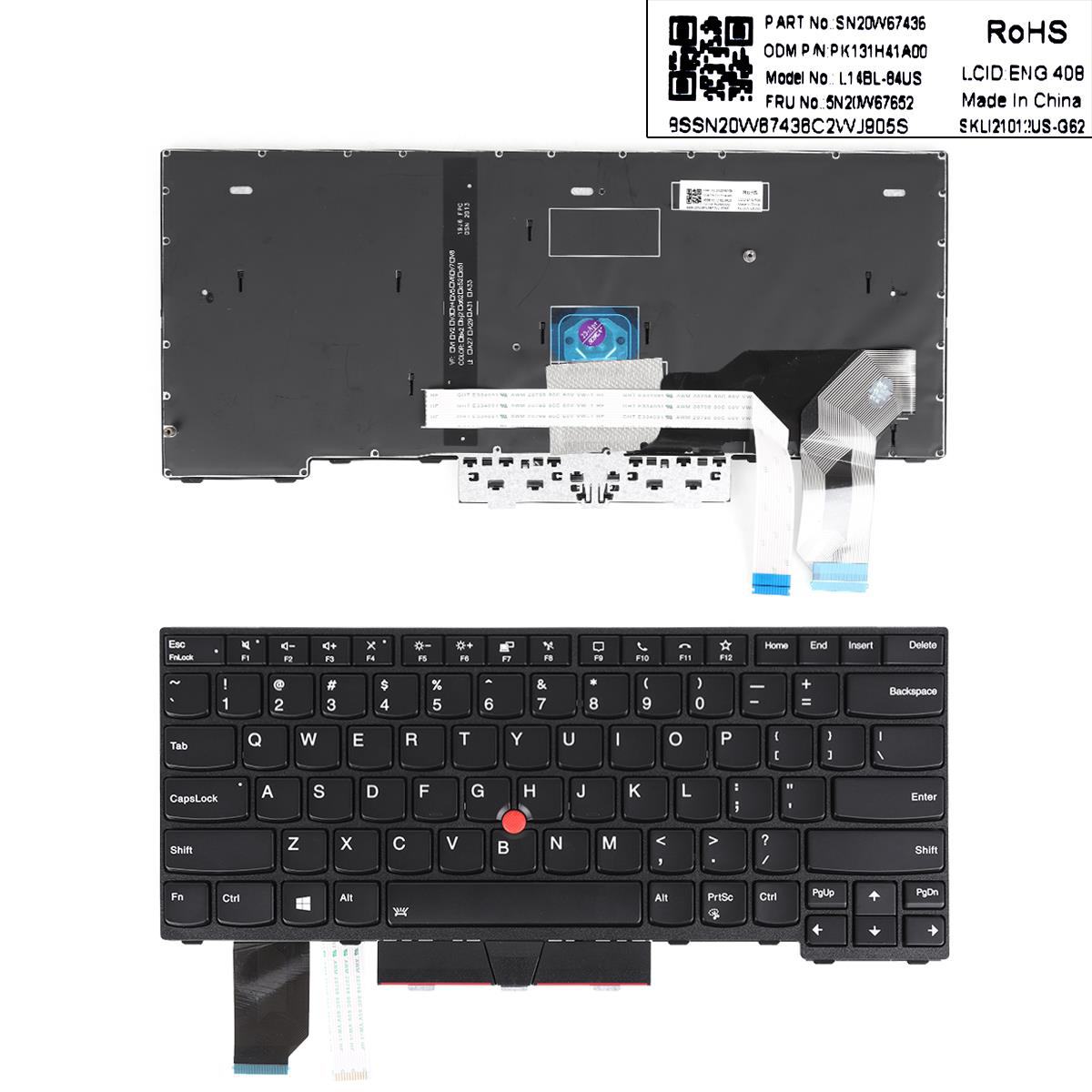 Клавиатура за лаптоп Lenovo ThinkPad L14 Черна с Подсветка | JAR Computers Клавиатура за лаптоп Lenovo ThinkPad L14 Черна с Подсветка