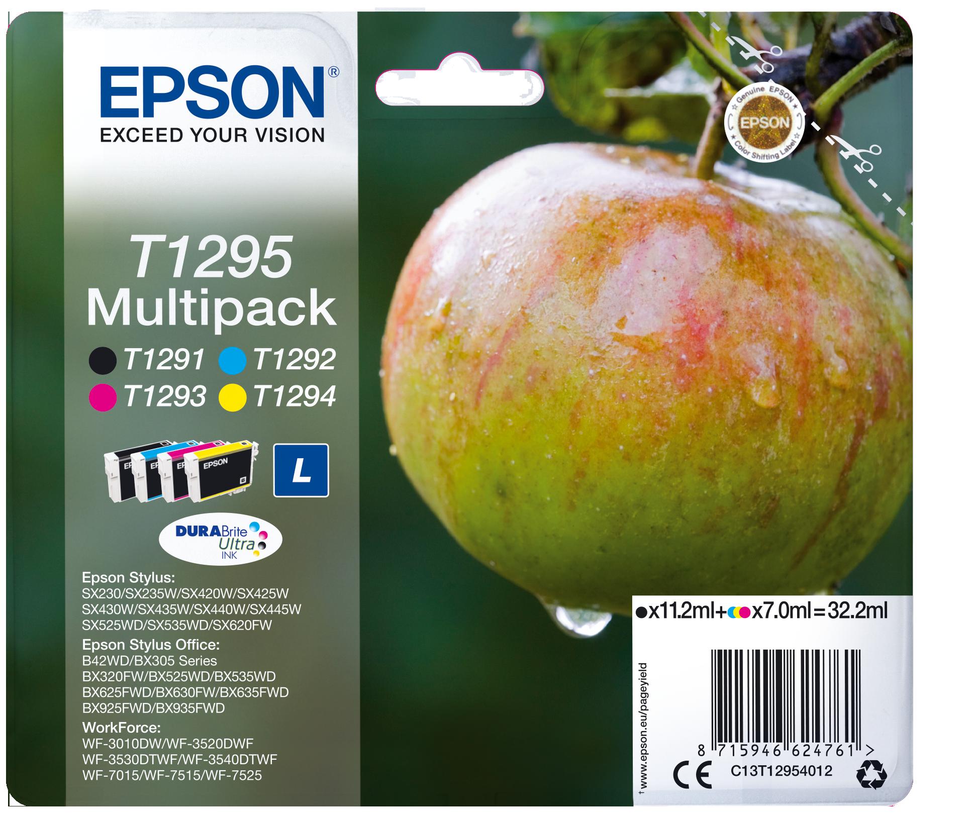 Комплект 4 глави за Epson Stylus SX430/SX440/SX420 Series/Office BX630 Series/WorkForce WF3500 Series - Ink - T1295 / C13T12954012 - BK/C/M/Y - Multipack - PN C13T12954012 | JAR Computers Комплект 4 глави за Epson Stylus SX430/SX440/SX420 Series/Office BX630 Series/WorkForce WF3500 Series - Ink - T1295 / C13T12954012 - BK/C/M/Y - Multipack - PN C13T12954012