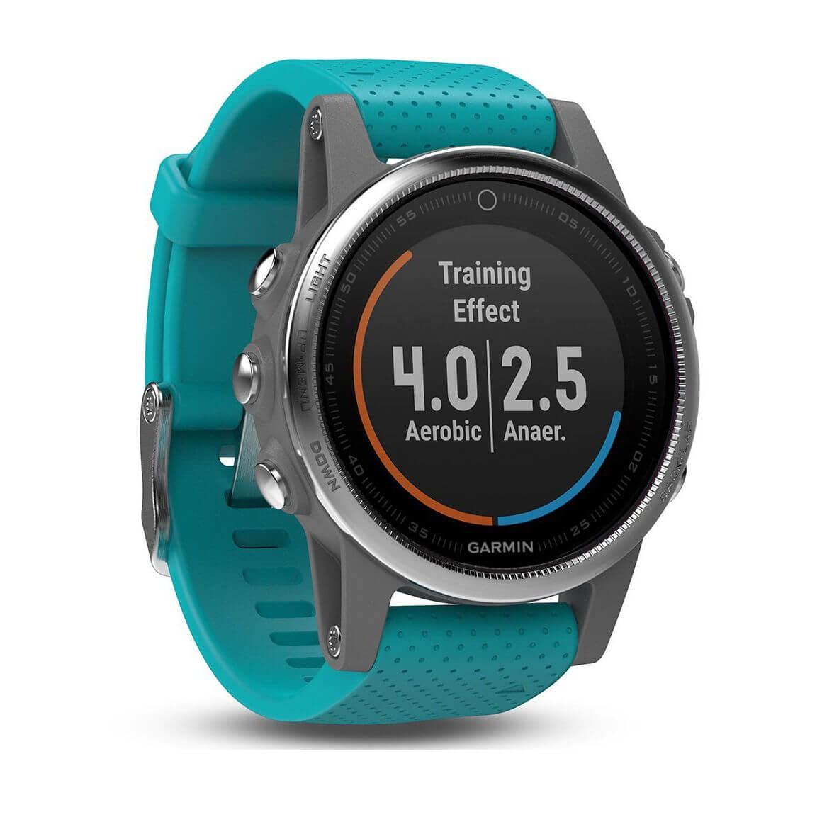 Мултиспорт GPS спортен часовник - Garmin Fenix 5S (сребрист с тюркоазена каишка) | JAR Computers Мултиспорт GPS спортен часовник - Garmin Fenix 5S (сребрист с тюркоазена каишка)